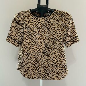 LOFT Tan Boxy Blouse with Peter Pan Collar